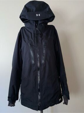 Under Armour Black Hooded Rain Jacket with Waterproof Zippers